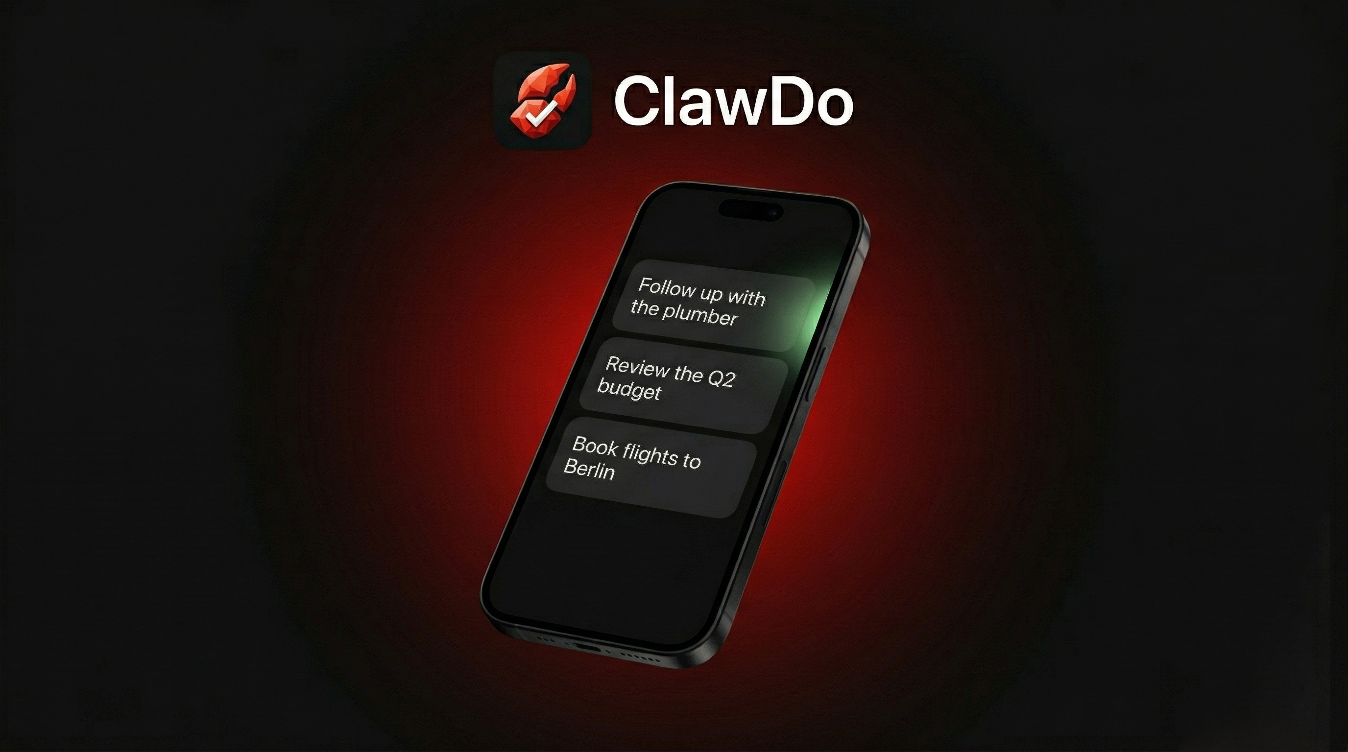 ClawDo app — swipe inbox showing AI-suggested tasks